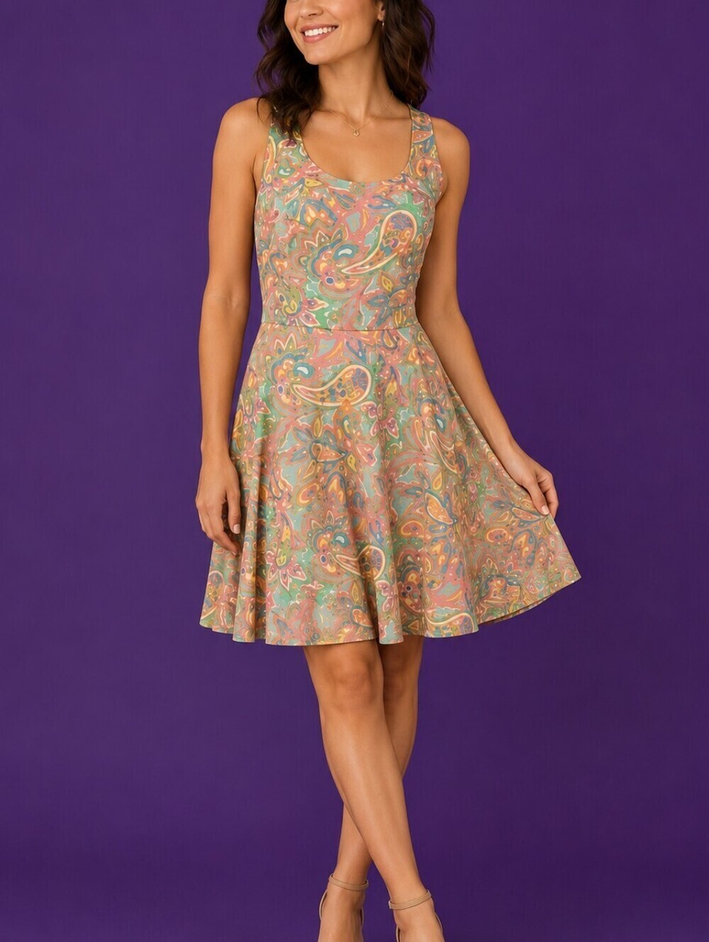 LILLY Pulitzer Sand Bar Paisley Fit & Flare Skater Tank Dress